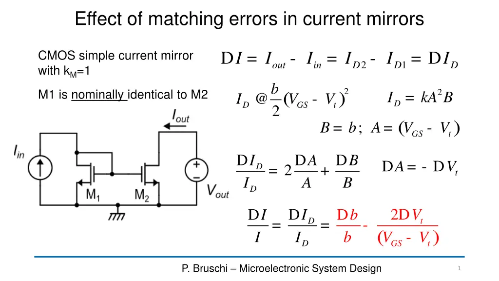 effect of matching errors in current mirrors n.w