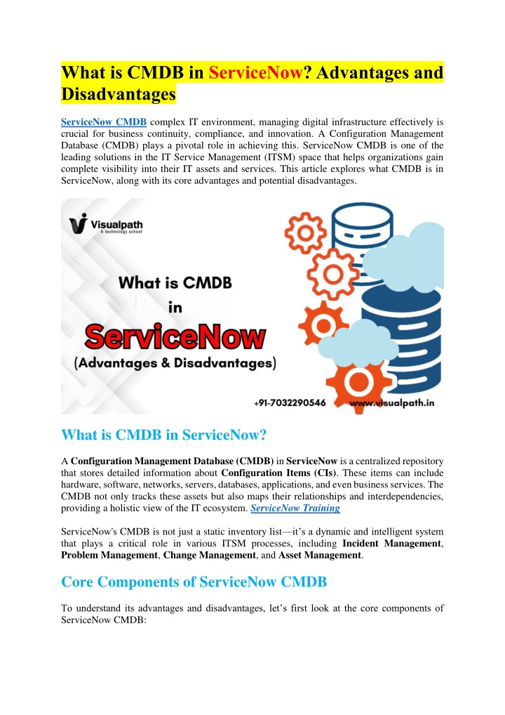 what is cmdb in servicenow advantages n.w