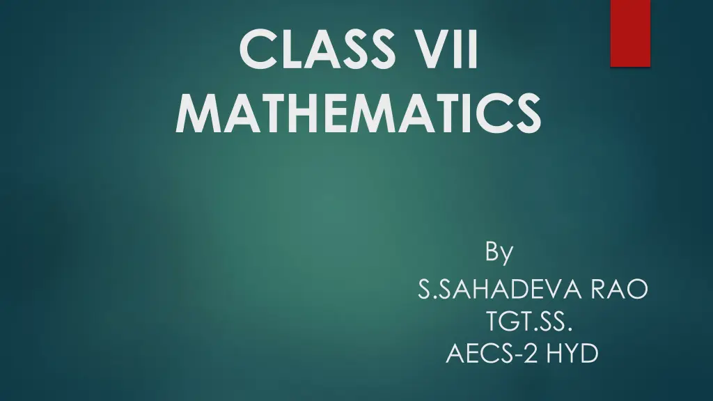class vii mathematics n.w