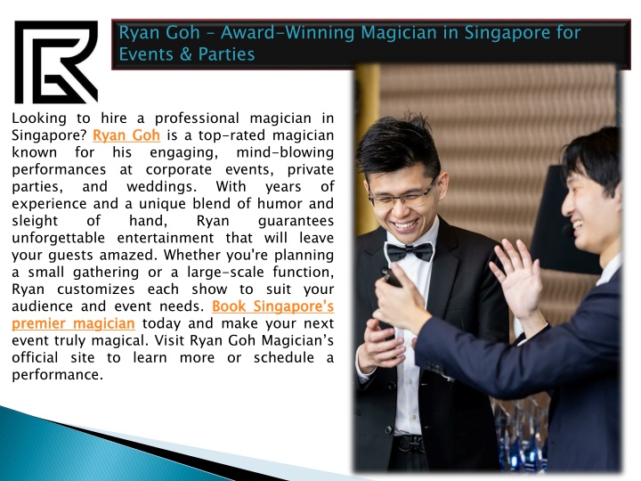 Ryan Goh – Award-Winning Magician in Singapore for Events & Parties