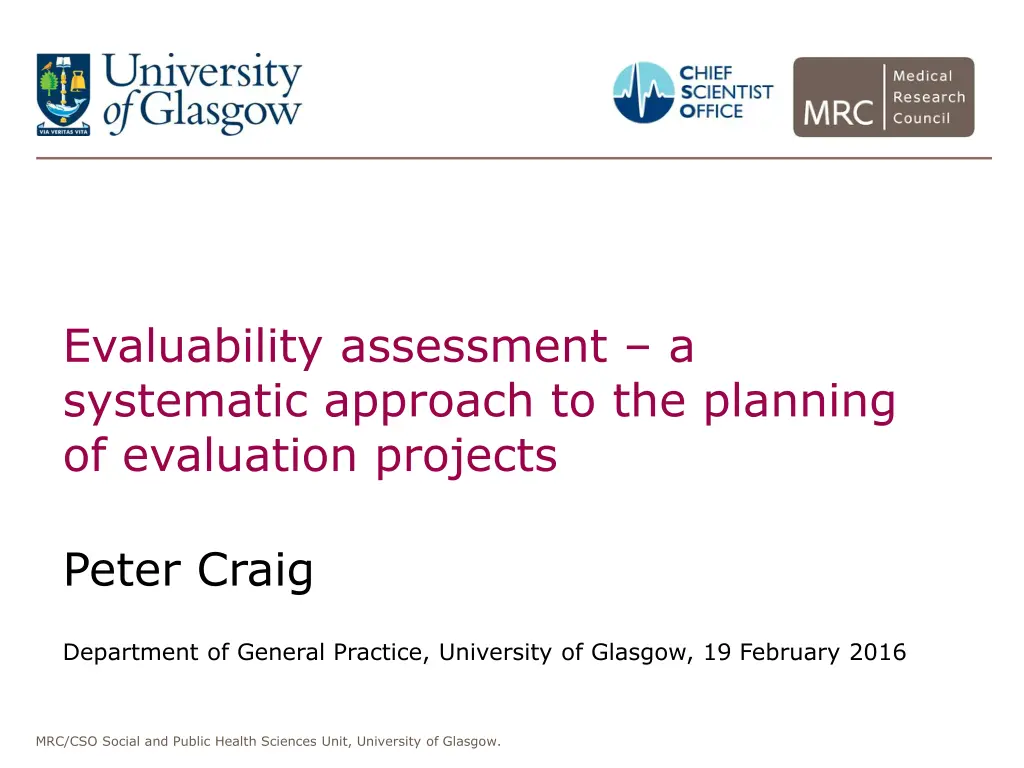 evaluability assessment a systematic approach n.w