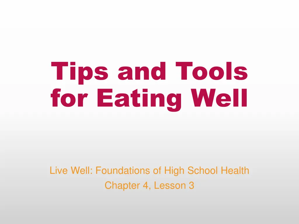 tips and tools for eating well n.w