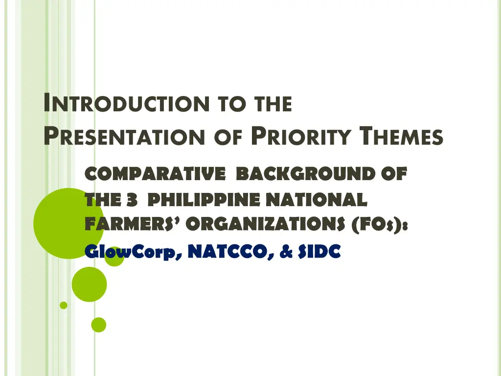 i ntroduction to the p resentation of p riority n.w