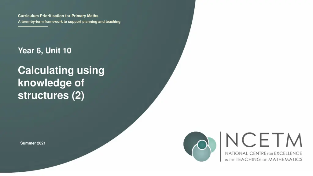 curriculum prioritisation for primary maths n.w