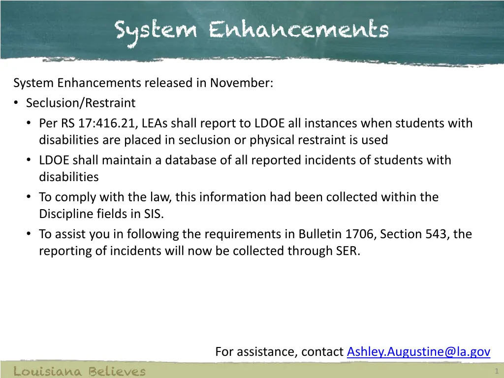 system enhancements n.w