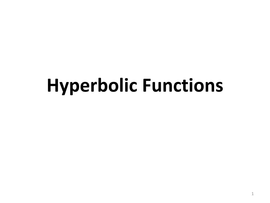 hyperbolic functions n.w