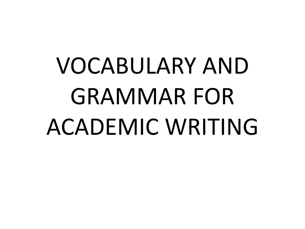 vocabulary and grammar for academic writing n.w