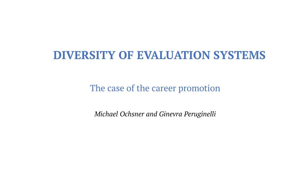 diversity of evaluation systems n.w