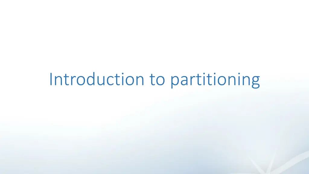 introduction to partitioning n.w
