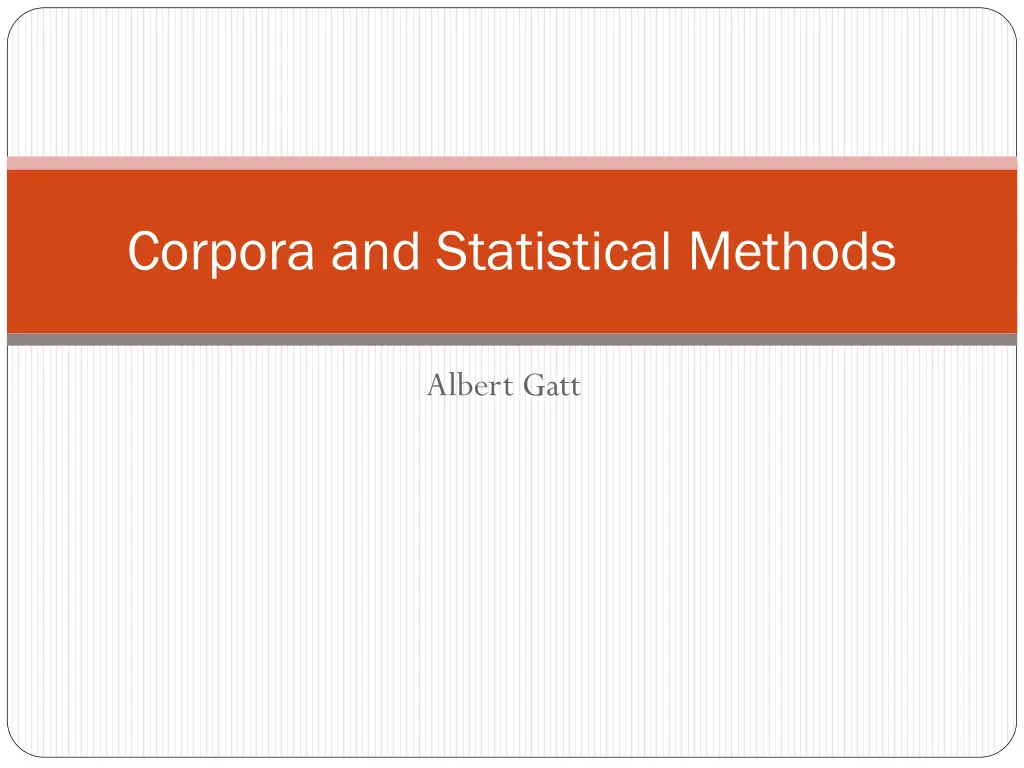 corpora and statistical methods n.w