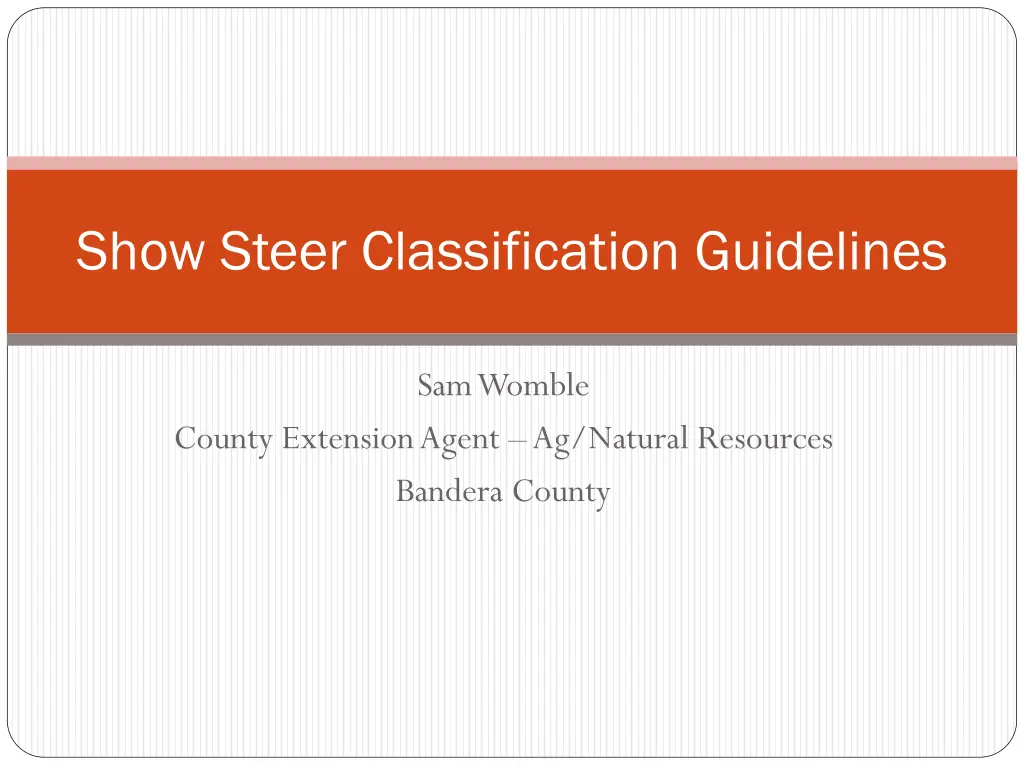 show steer classification guidelines n.w