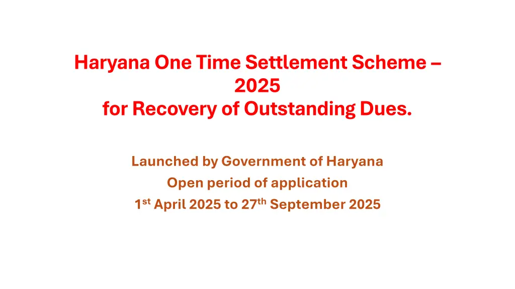 haryana one time settlement scheme 2025 n.w