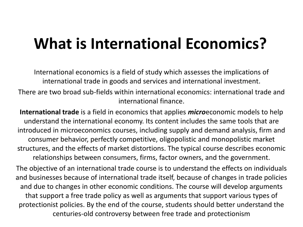 what is international economics n.w