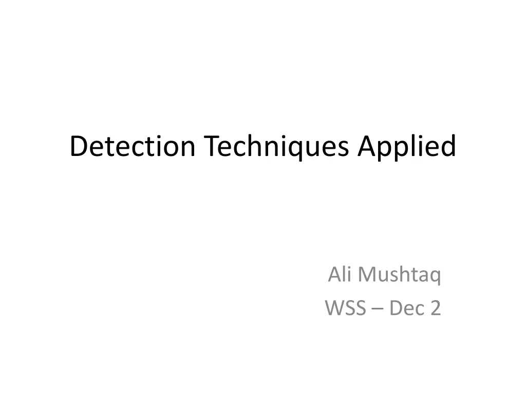 detection techniques applied n.w