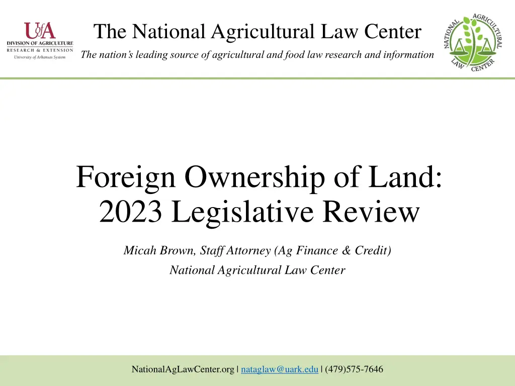 the national agricultural law center n.w
