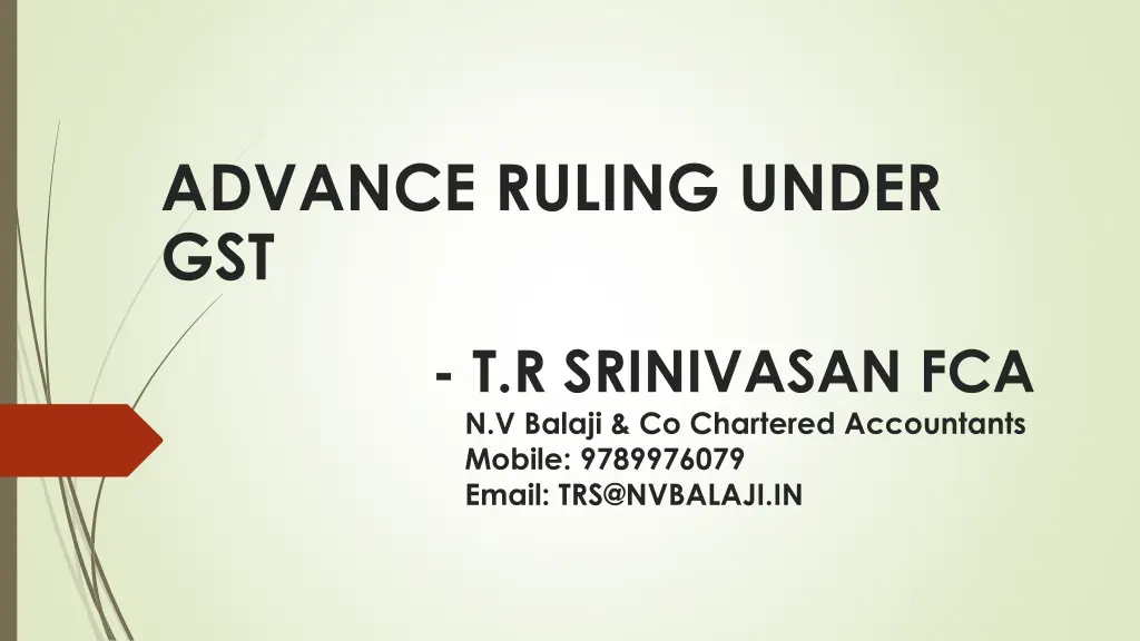 advance ruling under gst n.w