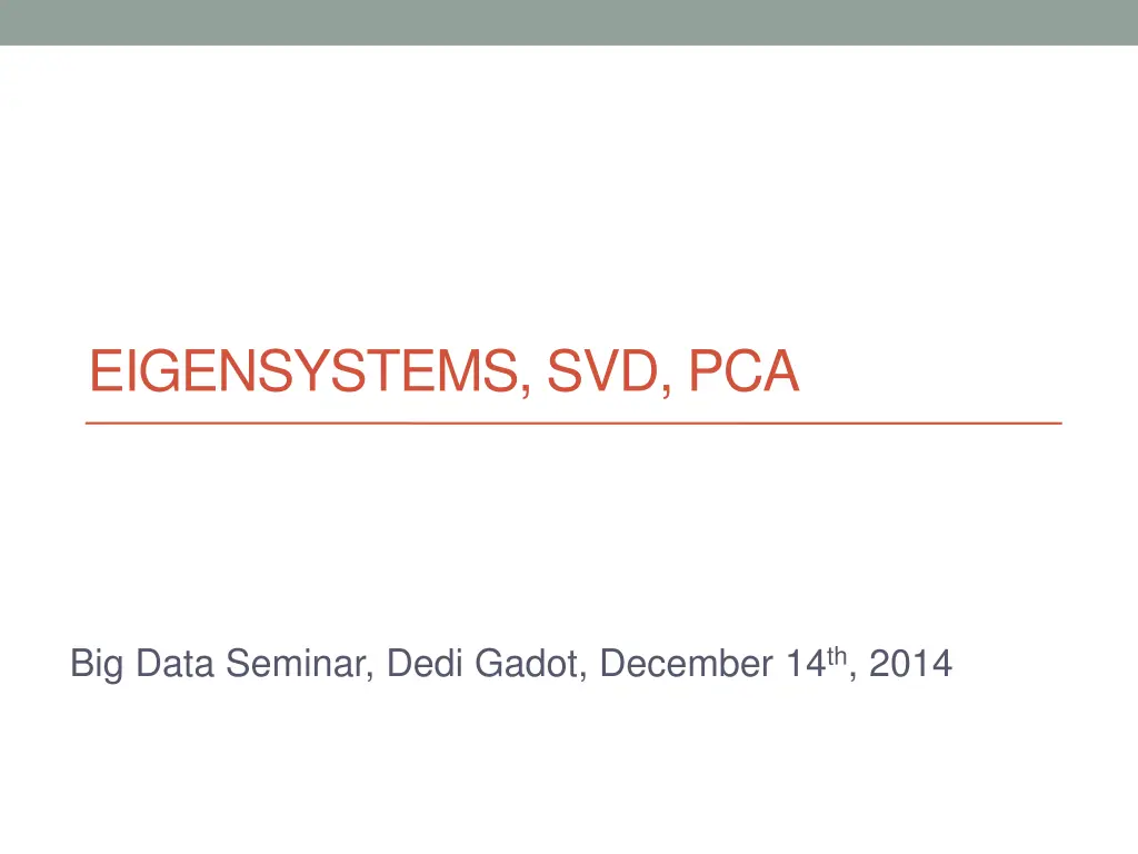 eigensystems svd pca n.w