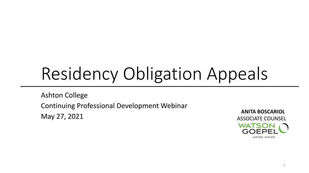 residency obligation appeals n.w
