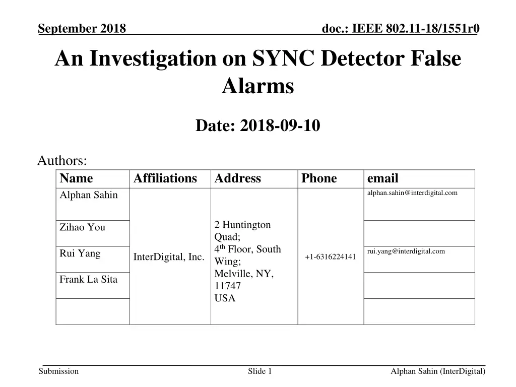 september 2018 an investigation on sync detector n.w