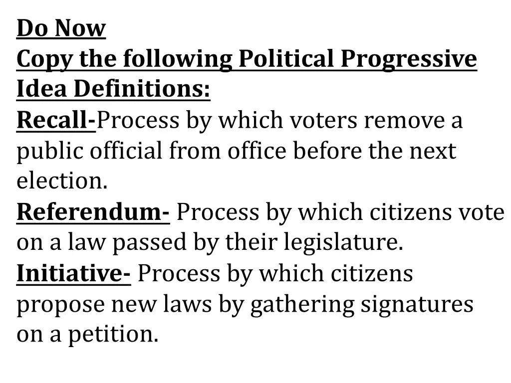 do now copy the following political progressive n.w