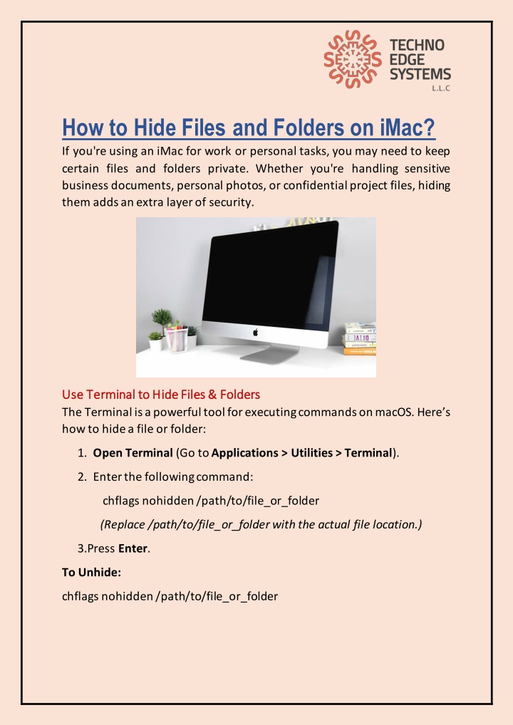 how to hide files and folders on imac n.w