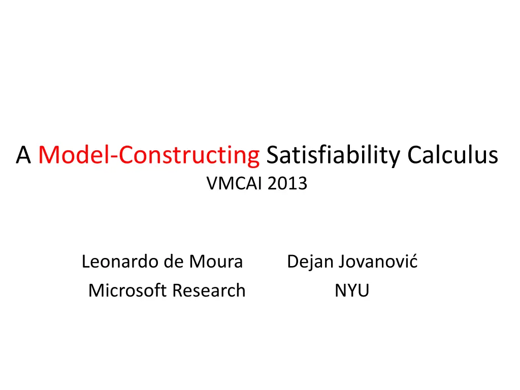 a model constructing satisfiability calculus n.w