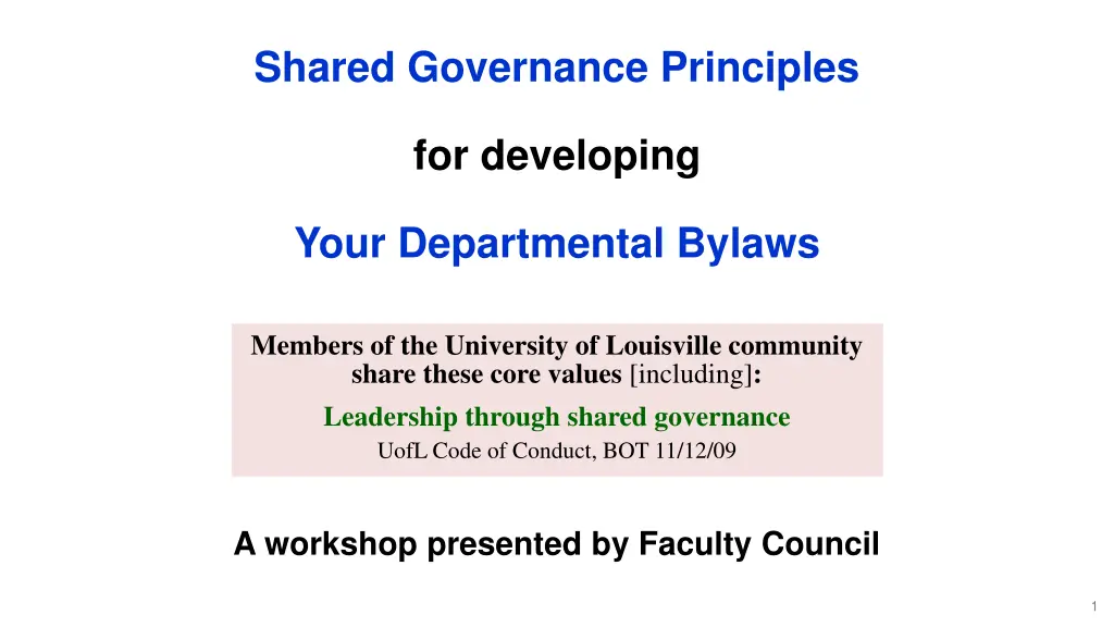 shared governance principles n.w