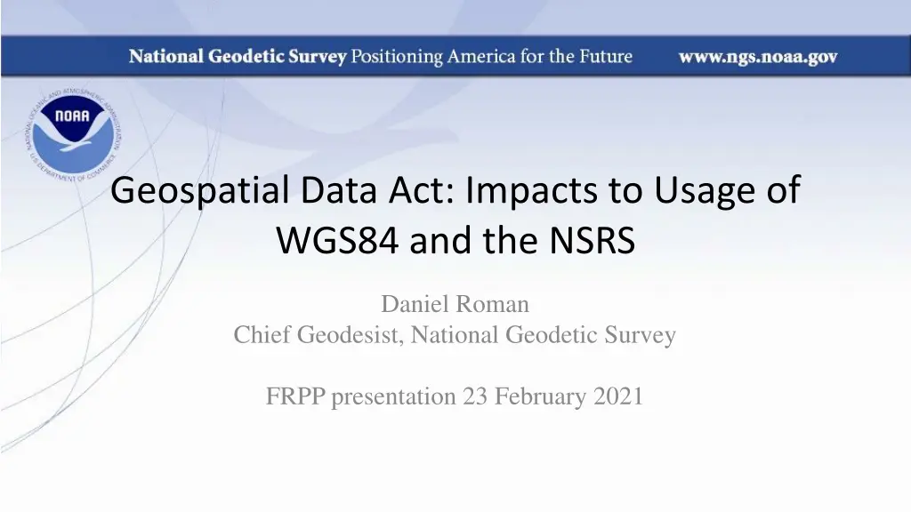 geospatial data act impacts to usage of wgs84 n.w