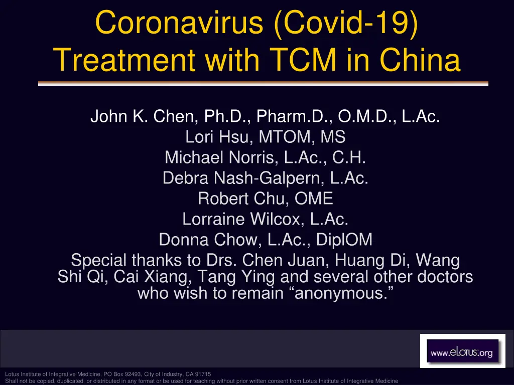 coronavirus covid 19 treatment with tcm in china n.w