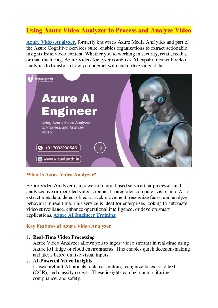 using azure video analyzer to process and analyze n.w