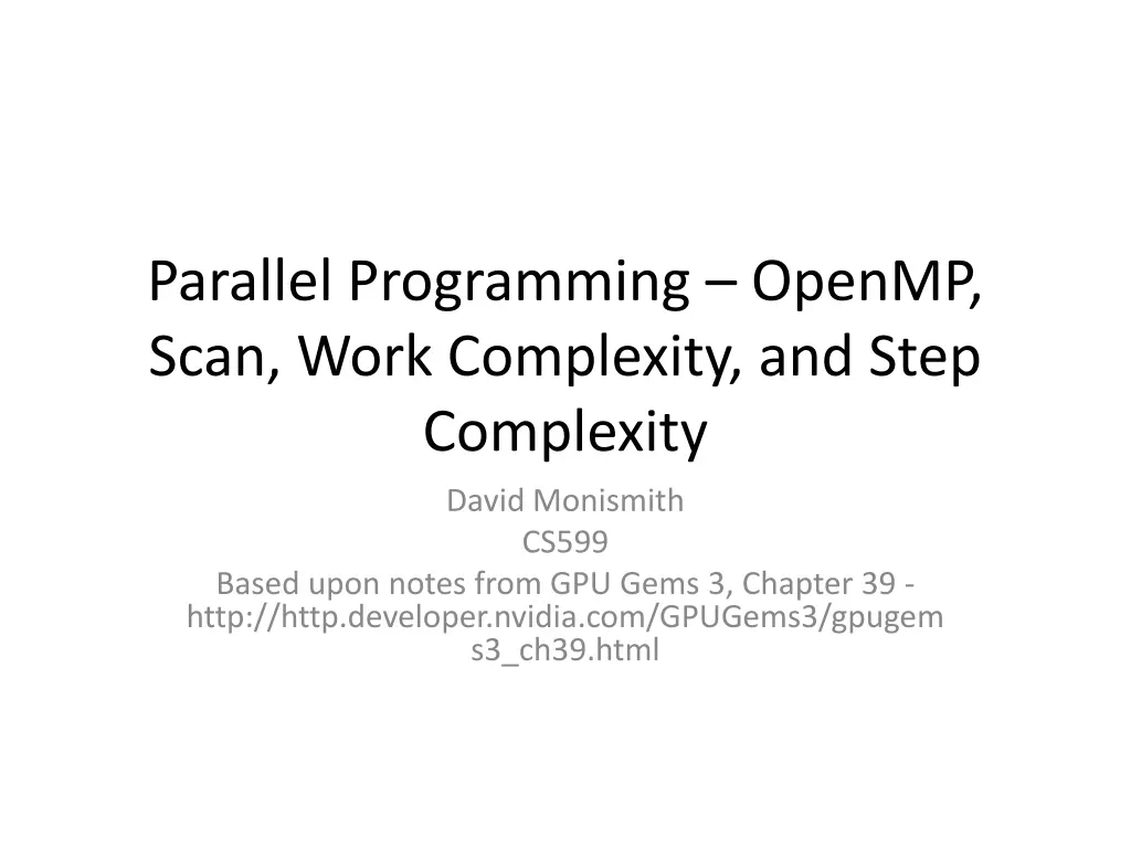 parallel programming openmp scan work complexity n.w