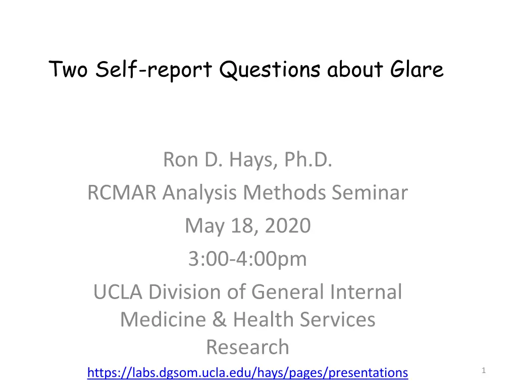 two self report questions about glare n.w