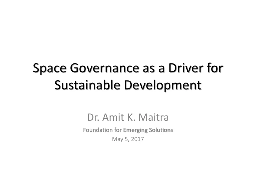 space governance as a driver for sustainable n.w