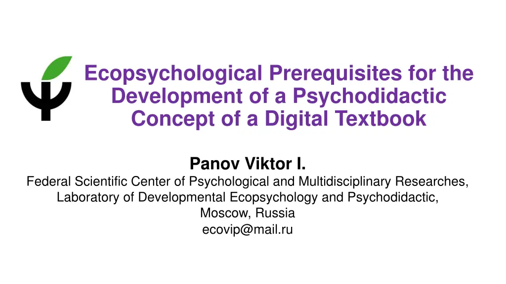 ecopsychological prerequisites n.w