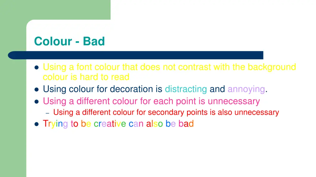 colour bad n.w