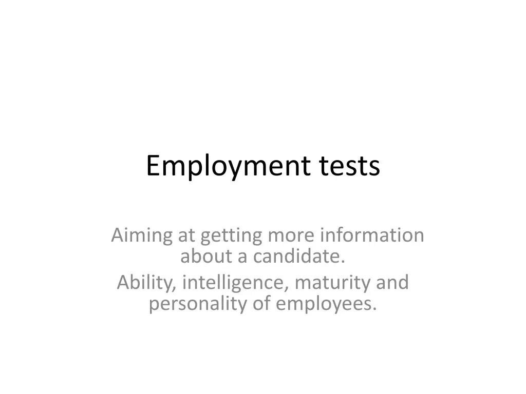employment tests n.w