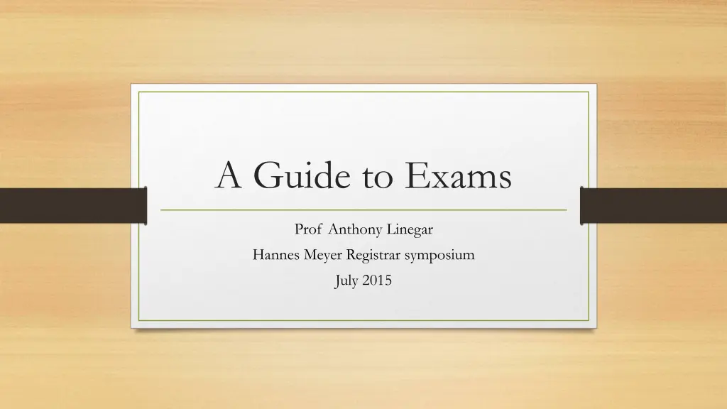 a guide to exams n.w