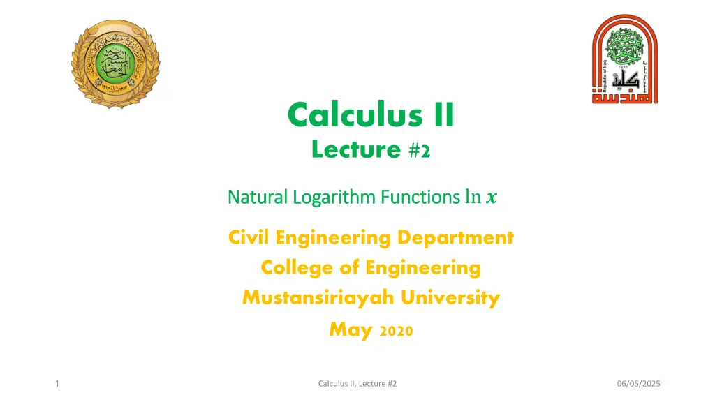 calculus ii lecture 2 n.w