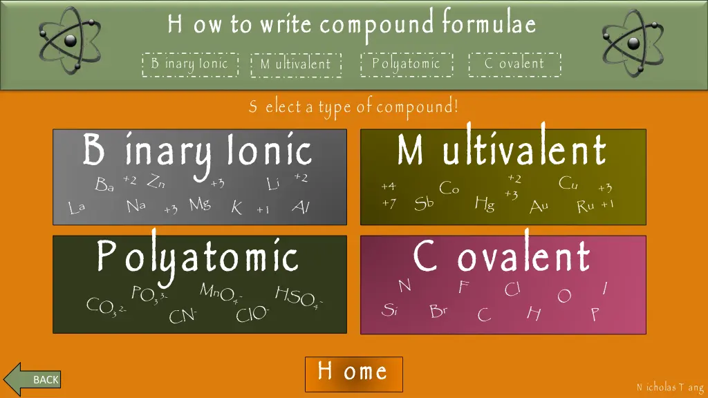 how to write compound formulae n.w
