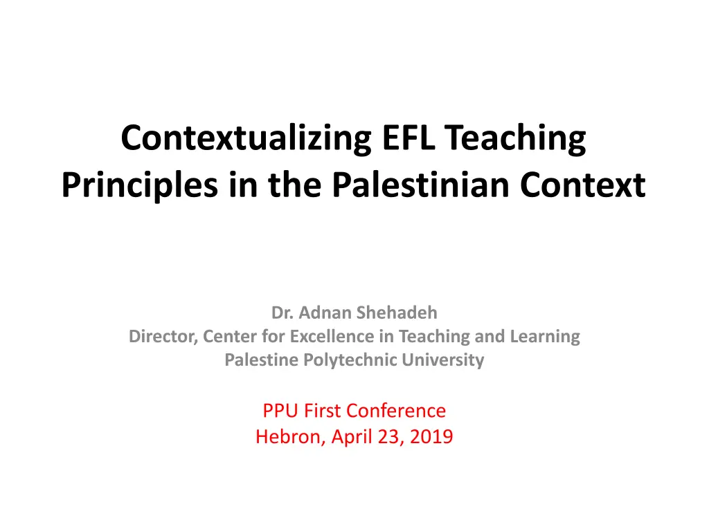 contextualizing efl teaching principles n.w