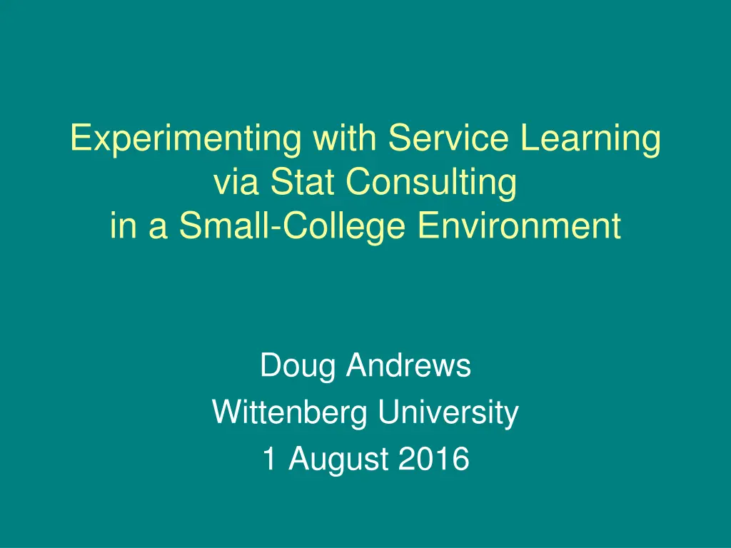 experimenting with service learning via stat n.w