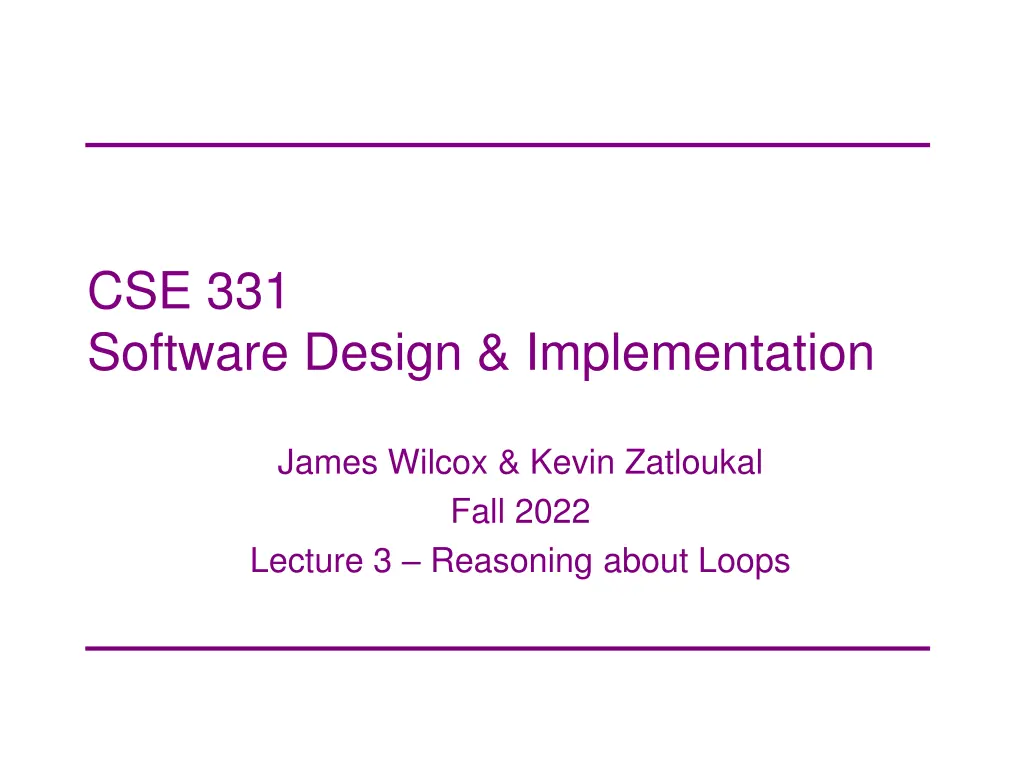 cse 331 software design implementation n.w