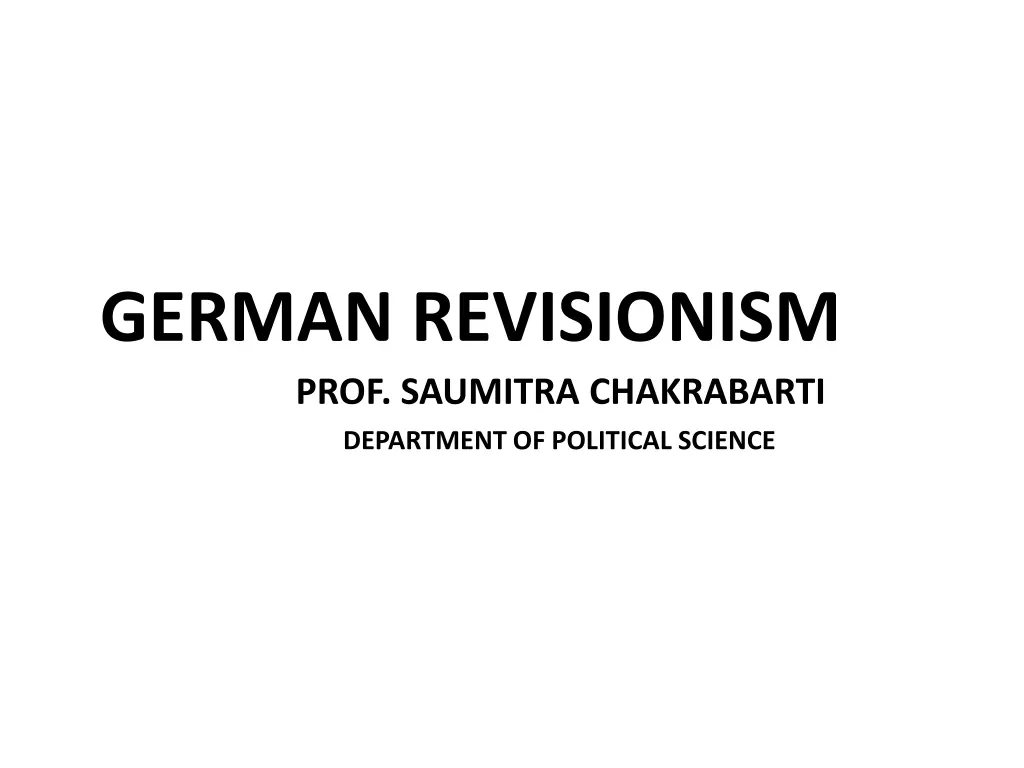german revisionism prof saumitra chakrabarti n.w