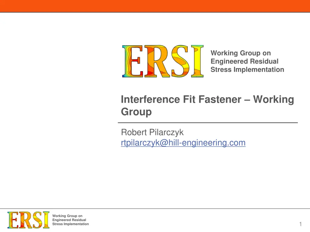 working group on engineered residual stress n.w