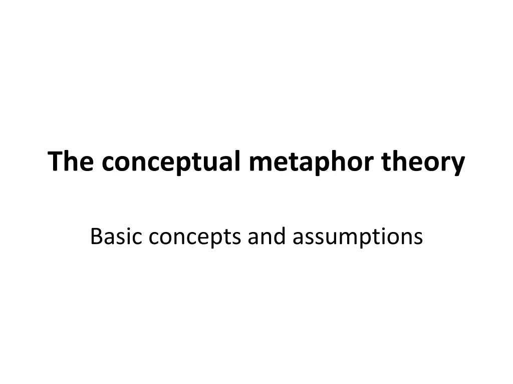 the conceptual metaphor theory n.w