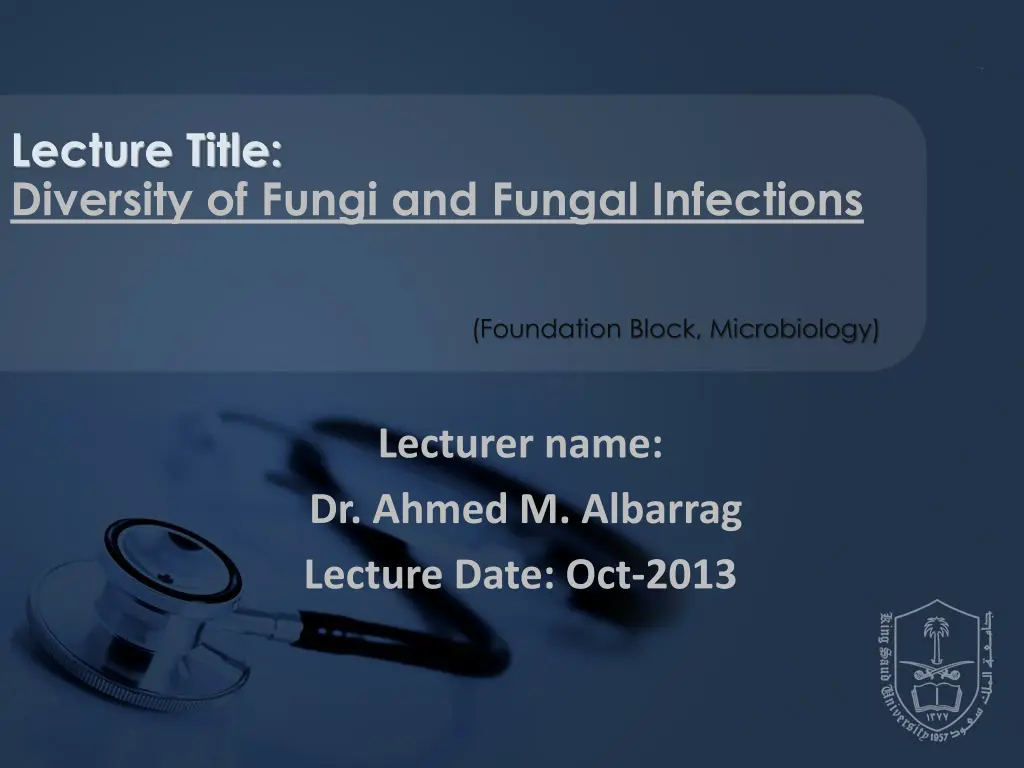 lecture title diversity of fungi and fungal n.w