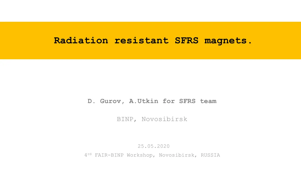 radiation resistant sfrs magnets n.w
