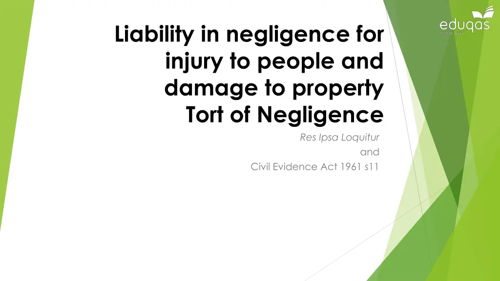 liability in negligence for injury to people n.w