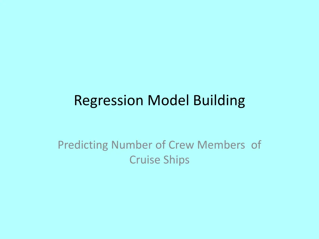 regression model building n.w