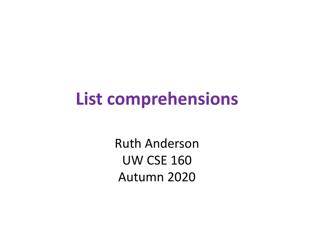 list comprehensions n.w